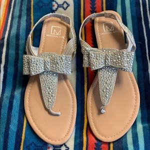 Material Girl silver bow sandals